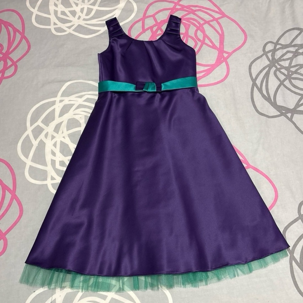 Purple and Teal Satin Tulle Dress